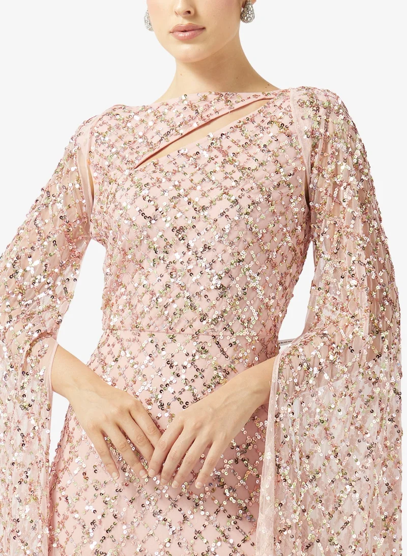 Amelia Rose  Cape Sleeve Maxi Dress for Women | Best Price UAE