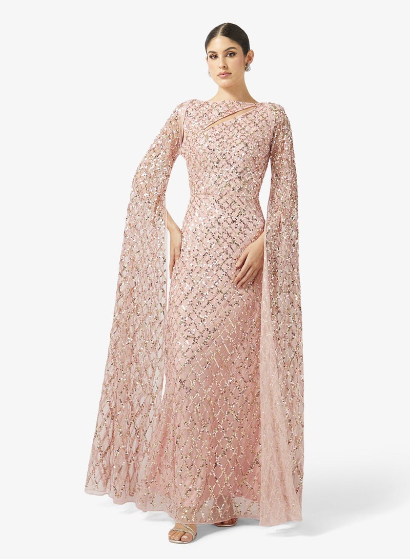 اميليا روز فستان ماكسي بأكمام كاب - Image 4