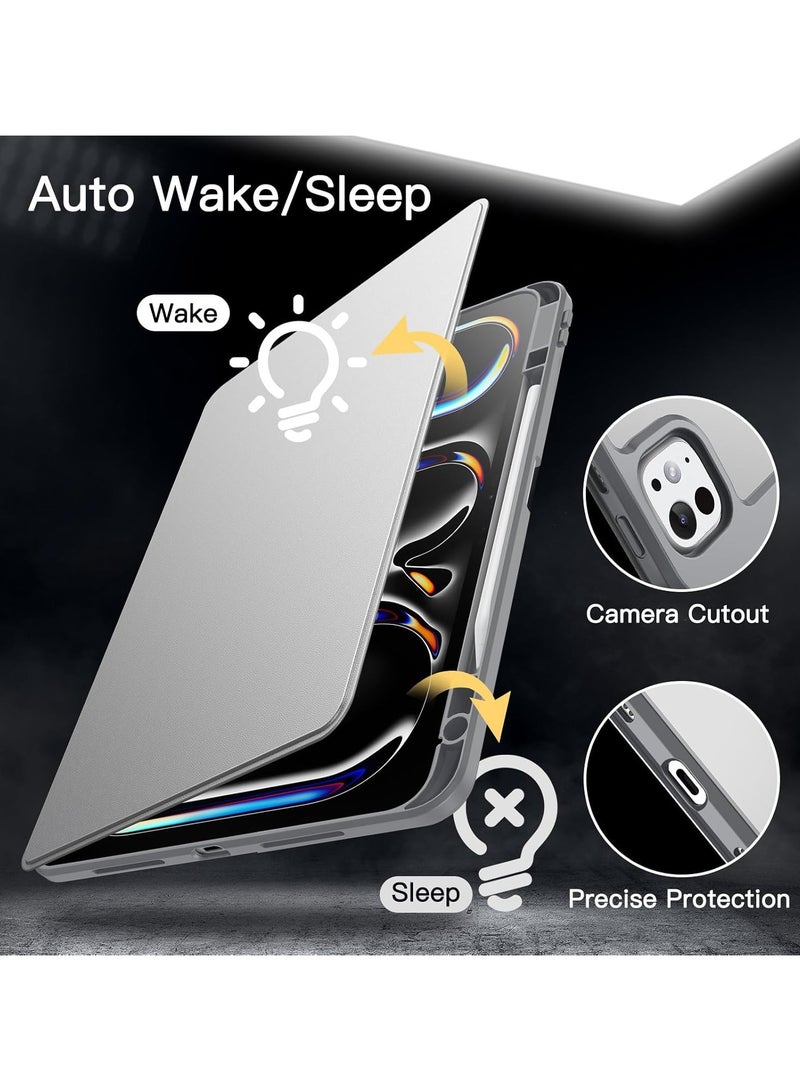 DUSALA 2 IN 1 Rotating Case for iPad Pro 13-Inch M4 (2024) with Pencil Holder,360 Degree Rotation Protective Stand Slim Cover Clear Back, Auto Wake/Sleep iPad Pro 13 With Tempered Glass - Image 3