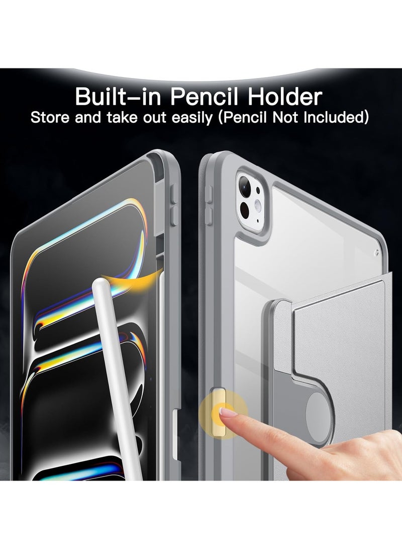 DUSALA 2 IN 1 Rotating Case for iPad Pro 13-Inch M4 (2024) with Pencil Holder,360 Degree Rotation Protective Stand Slim Cover Clear Back, Auto Wake/Sleep iPad Pro 13 With Tempered Glass - Image 2
