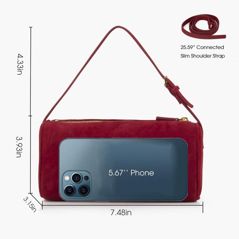 DONNAIN Premium Suede Leather Crossbody Purses for Women, Small Shoulder Bag with Adjustable Strap and Crossbody Hobo Bag (Red) - Image 2