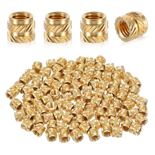 Prasacco 100 Pcs M5 Threaded Insert M5 Heat Set Inserts 3D Printing Brass Nuts Knurled Twill Thread Nut Inserts for Loptop Automotive Plastic Shells - Image 1