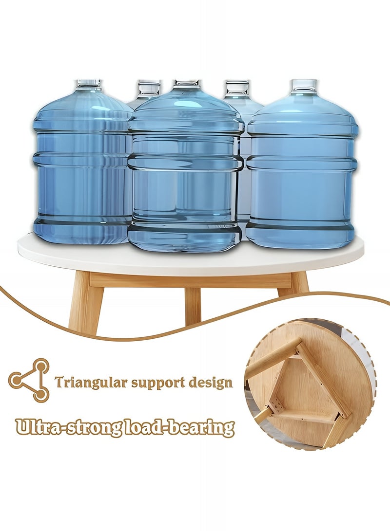 Taimi 5-Piece Dining Set, Modern Round Dining Table with 4 Elegant Chairs | Solid White Wood Table 80x80x70cm with 4 Grey Mid Century Soft Padded Seats - Modern Side Chairs with Wooden Legs - Image 3