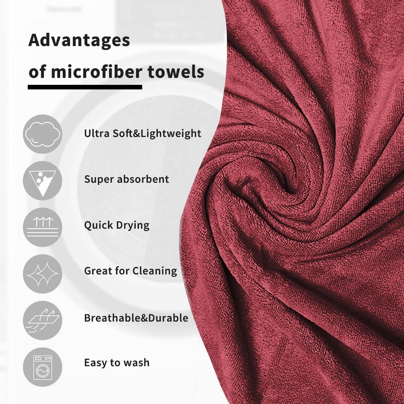 Sassoon Venir Microfiber 2 Piece Hand Towels in 450 GSM (40x60cm, Crimson Color) - Absorbent & Quick Dry Multipurpose Hand Towels - Image 3