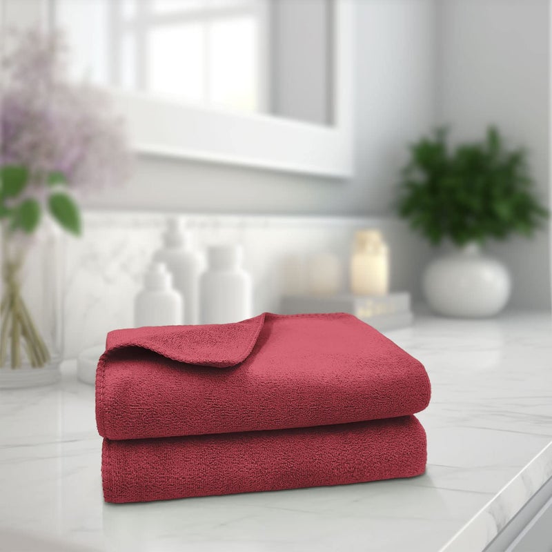 Sassoon Venir Microfiber 2 Piece Hand Towels in 450 GSM (40x60cm, Crimson Color) - Absorbent & Quick Dry Multipurpose Hand Towels - Image 1