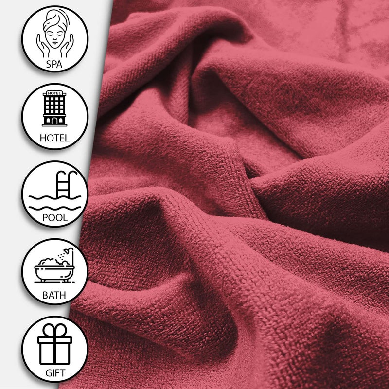 Sassoon Venir Microfiber 2 Piece Hand Towels in 450 GSM (40x60cm, Crimson Color) - Absorbent & Quick Dry Multipurpose Hand Towels - Image 2