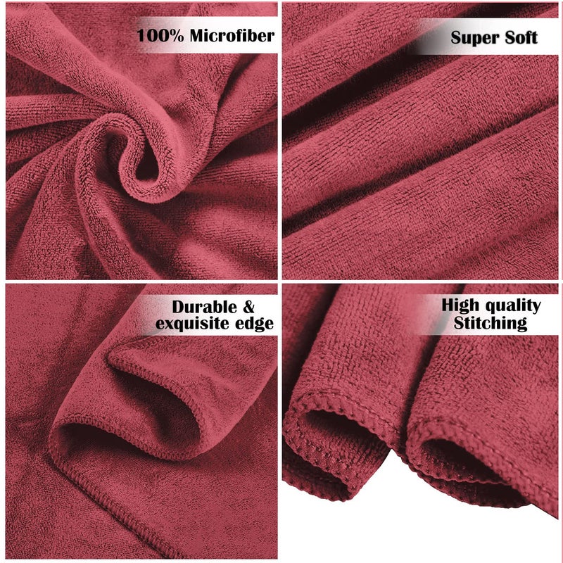 Sassoon Venir Microfiber 2 Piece Hand Towels in 450 GSM (40x60cm, Crimson Color) - Absorbent & Quick Dry Multipurpose Hand Towels - Image 4