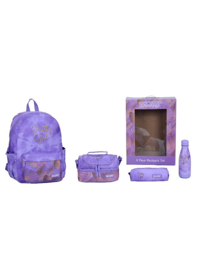 Toretto Toretto 4 PCS Backpack Set with Lunch Bag, Water Bottle & Pencil case - Image 1