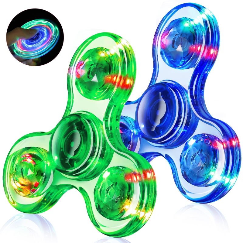 Fasray Fidget Spinner 2 Pack Light up Sensory Fidget Toys Adults Kids 4812 with Autism ADHD Kids Easter Basket Stuffers Easter Egg Fillers Glow Anxiety Toys Stress Relief Teen Boy Gifts Classroom Prizes - Image 3