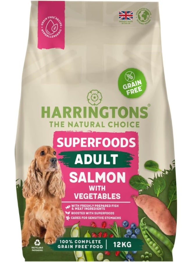 Harringtons Superfoods Complete Grain Free Hypoallergenic Salmon with Veg Dry Adult Dog Food 12kg - Image 2