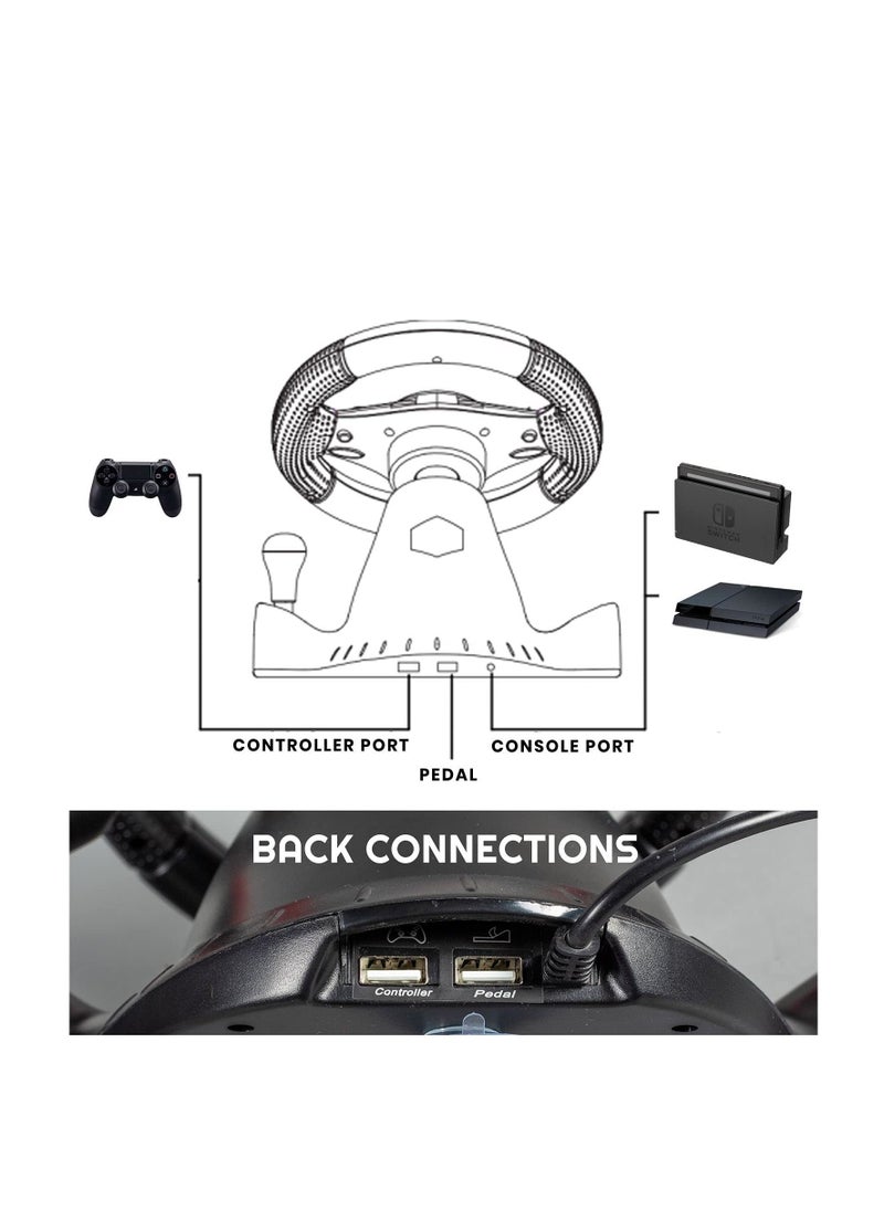 Wired Racing Steering Wheel with Shifter for PS4/ PS3/ XBOX One/XBOX 360/Switch/Android/PC