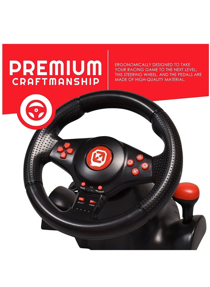XTRIKE ME Wired Racing Steering Wheel with Shifter for PS4/ PS3/ XBOX One/XBOX 360/Switch/Android/PC  - Image 5