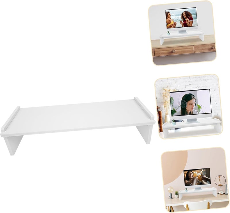 Wooden Monitor Riser Stand with Stable Single Shelf for Home Office Dorm Ergonomic Heightening Rack to Reduce Neck Strain Desktop Organizer and Computer Display Shelf - Image 4