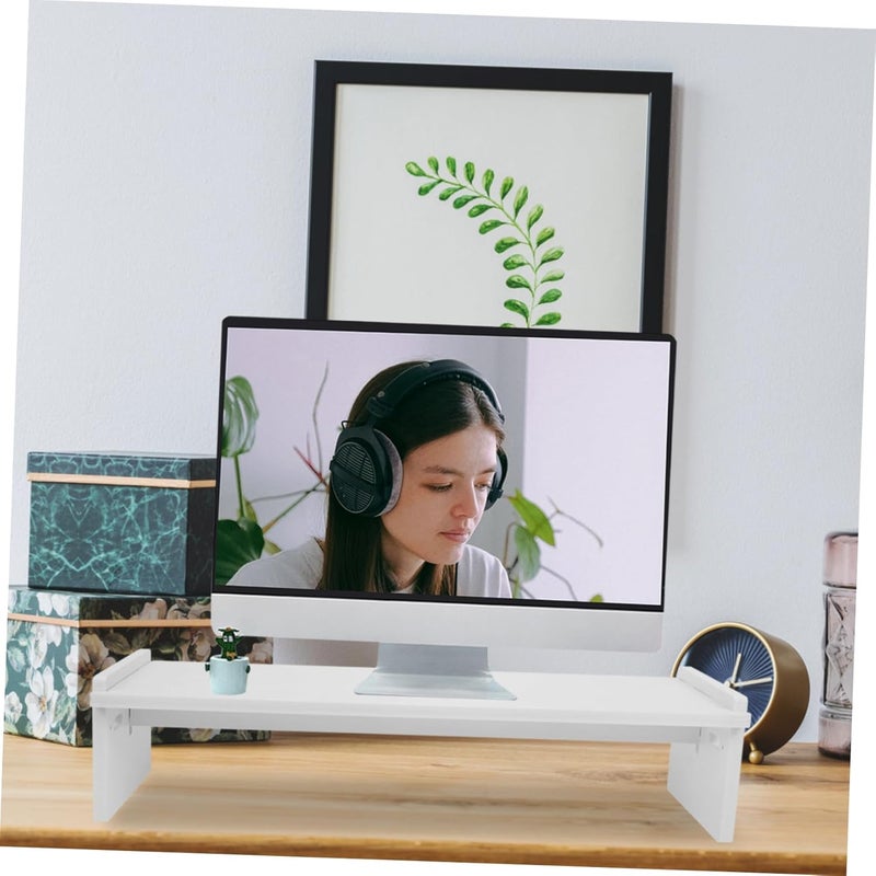 Wooden Monitor Riser Stand with Stable Single Shelf for Home Office Dorm Ergonomic Heightening Rack to Reduce Neck Strain Desktop Organizer and Computer Display Shelf - Image 3