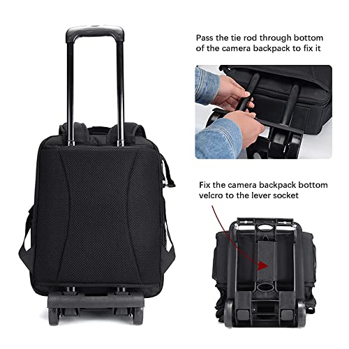 Cwatcun Camera Backpack Trolley Case Bag with Tripod Holder Anti-Theft Waterproof Camera Bag fits 15.6' Laptop for Canon Nikon Sony DSLR SLR Camera for Women Men Photographer - Image 4