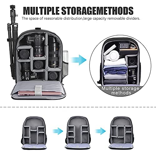 Cwatcun Camera Backpack Trolley Case Bag with Tripod Holder Anti-Theft Waterproof Camera Bag fits 15.6' Laptop for Canon Nikon Sony DSLR SLR Camera for Women Men Photographer - Image 3