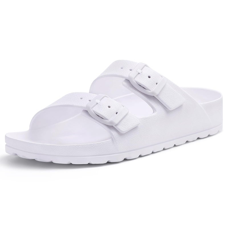 KIDMI Women's Comfortable EVA Sandals with Medium Arch Support, Adjustable Buckle Summer Beach Slide Sandal, White EU 39 - Image 1