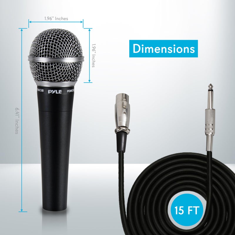 Pyle Microphone, Dynamic Cardioid, XLR Cable Included, Unidirectional, Rugged Construction, Built-in Pop Filter, Perfect for Stage & Studio, High Gain, Ultra-Wide Frequency Response, 15ft Cable - Image 2