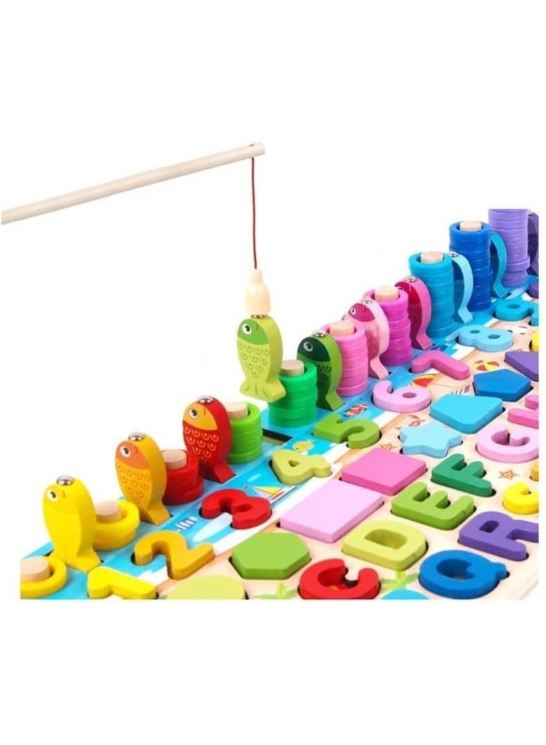 Montessori Toys Wooden Number Alphabet Puzzles Shapes Counting and Sorting Toy, Fishing Game Math Educational Toy Kids Board Game for 3 4 5 Years Old Boys Girls – Best Buy (Model 1)  - Image 2