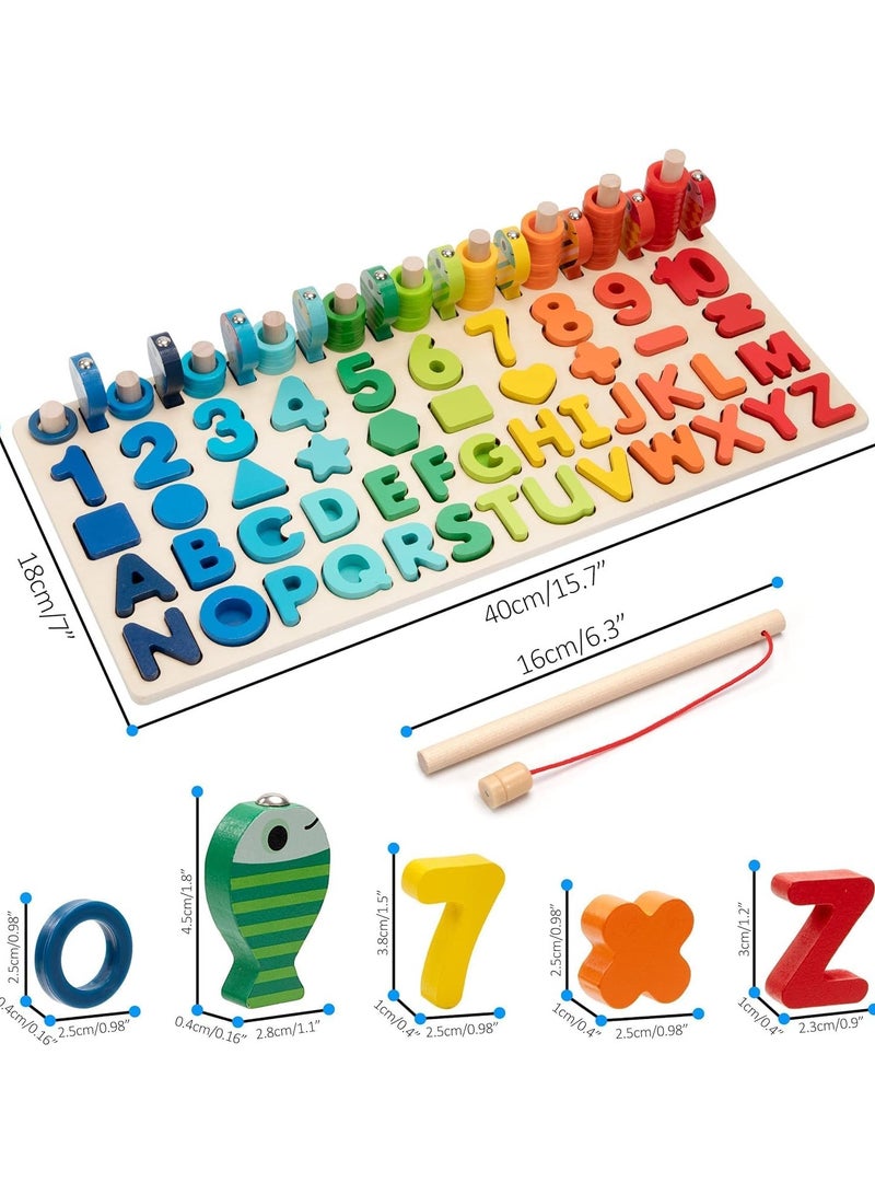 Montessori Toys Wooden Number Alphabet Puzzles Shapes Counting and Sorting Toy, Fishing Game Math Educational Toy Kids Board Game for 3 4 5 Years Old Boys Girls – Best Buy (Model 1)  - Image 3