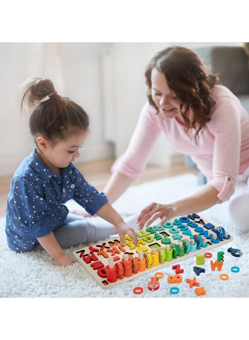Montessori Toys Wooden Number Alphabet Puzzles Shapes Counting and Sorting Toy, Fishing Game Math Educational Toy Kids Board Game for 3 4 5 Years Old Boys Girls – Best Buy (Model 1)  - Image 5