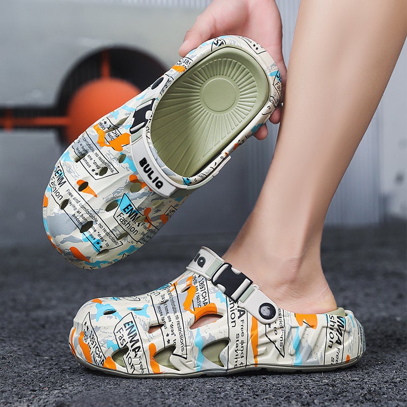 Dropshipping Clogs For Men And Women, Graffiti Design, Summer Couple'S Outdoor Sandals, Soft Beach Parent-Child Style Children'S Slippers - Image 5