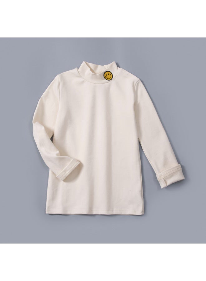 Boys' Velvet Semi-high Collar Base Shirt Winter New Children's Warm Inner Long Sleeve T-shirt