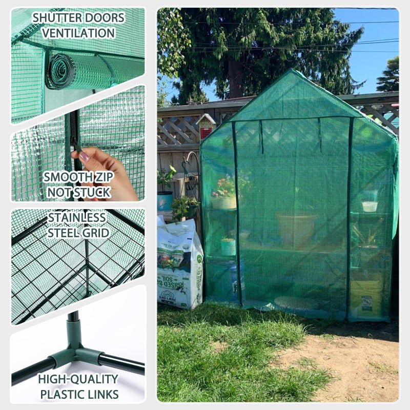 KOKSRY Mini Greenhouse,Greenhouses for Outdoors,Portable Walk in Green House for Garden Plants that Need Frost Protection and Away from Pests, Animals(56"x30"x76")-Green - Image 3