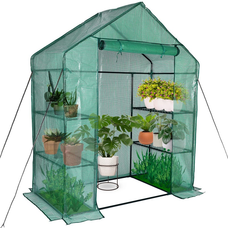 KOKSRY Mini Greenhouse,Greenhouses for Outdoors,Portable Walk in Green House for Garden Plants that Need Frost Protection and Away from Pests, Animals(56"x30"x76")-Green - Image 1