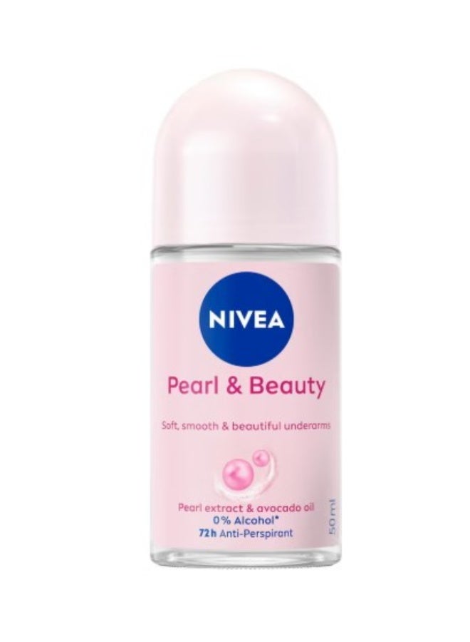 نيفيا بيرل آند بيوتي رول أون مضاد للتعرق للنساء 50 مل – حماية من التعرق والرائحة حتى 72 ساعة بخلاصة اللؤلؤ وزيت الأفوكادو - Image 1