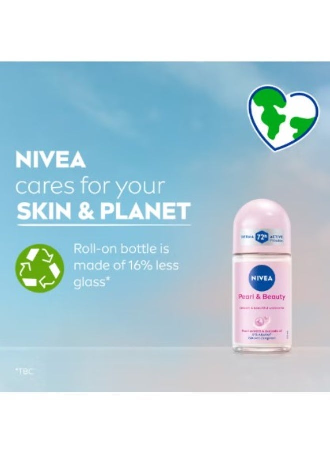 نيفيا بيرل آند بيوتي رول أون مضاد للتعرق للنساء 50 مل – حماية من التعرق والرائحة حتى 72 ساعة بخلاصة اللؤلؤ وزيت الأفوكادو - Image 2