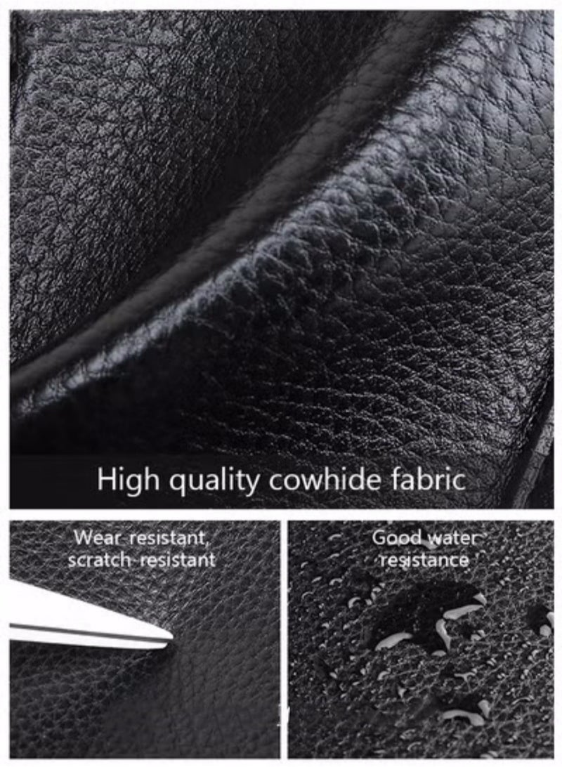 Men's Business Cowhide Leather Clutch Bag Hand Carry Large Wallet Multiple Compartments Handbag Card Holder Multi Function Large Capacity Wallet with Wristband - Image 3