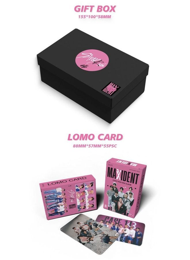 EHOME Stray Kids New Album MAXIDENT Gift Box With Lomo Cards, Acrylic Stand, Hand Account Tape, Keychain, Lanyard, Stickers, Photo Card  - Image 2