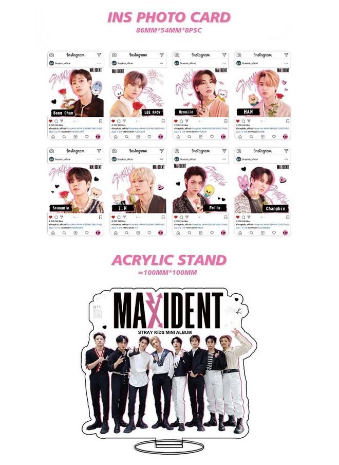 EHOME Stray Kids New Album MAXIDENT Gift Box With Lomo Cards, Acrylic Stand, Hand Account Tape, Keychain, Lanyard, Stickers, Photo Card  - Image 3