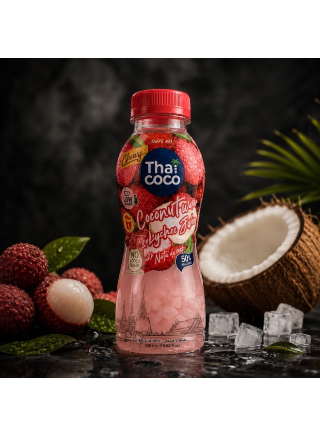 Thai Coco Coconut Water and Lychee Juice with Nata de Coco 320ml - Image 3