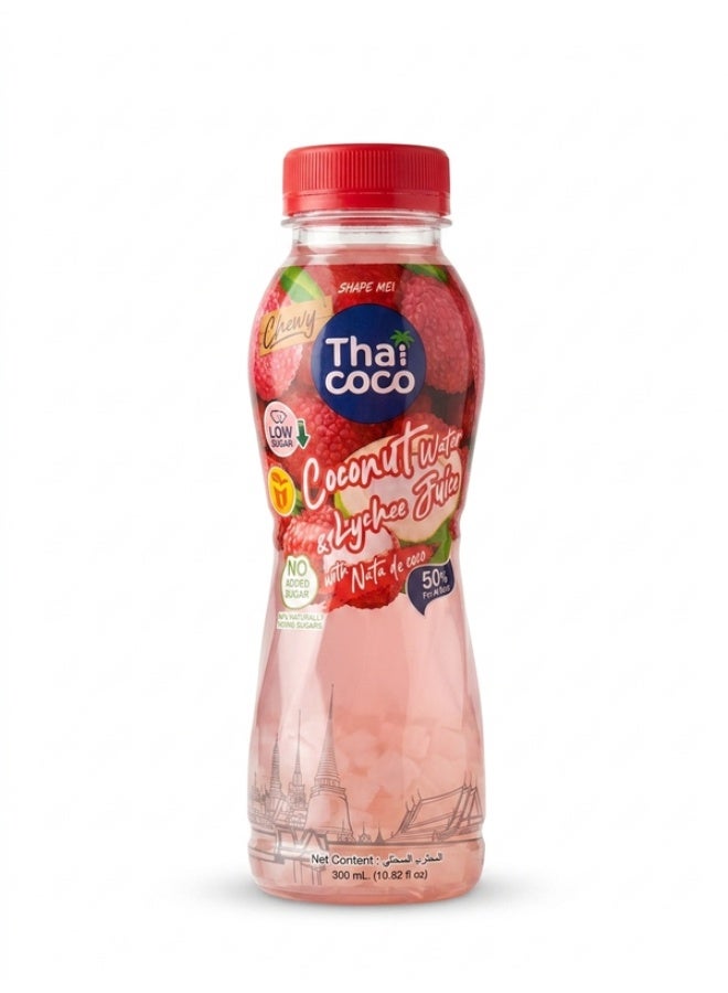 Thai Coco Coconut Water and Lychee Juice with Nata de Coco 320ml - Image 1