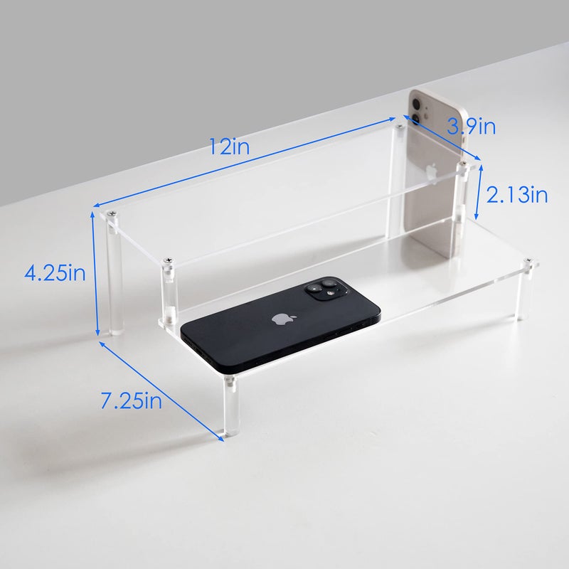 BYCY 2 Pack 2-Tier Clear Acrylic Display Stand Display Shelf for Dessert Jewels Figurines, Clear Cupcake Stand - 2 Pack ( 12" * 6.9" * 4.25" ) - Image 3