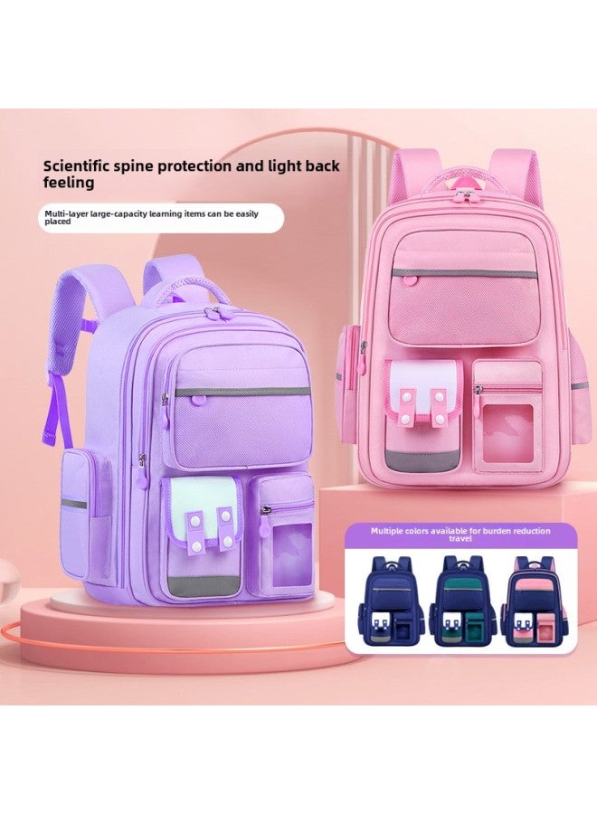Kulomi Male And Female Primary School Schoolbag One, Two, Three To Six Grades Children's Ridge Protection Backpack Wholesale-Color:Pink-Size:Large Size 3 Cards + Doll (doll) + Pencil Case + Handbag  - Image 2