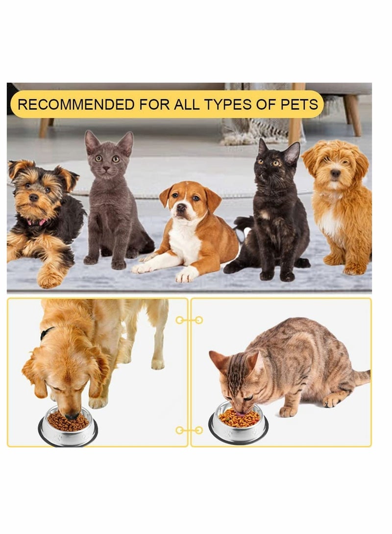 SYOSI Cat Bowls, 3 Pieces Cat Food Bowls Dog Bowl Cat Water Bowl Pet Food Bowls Stress Relief of Whisker Fatigue Cats Stainless Steel Pet Bowls Non-Slip Rubber Base Easily Clean for Puppy Cats Rabbits Dog - Image 2