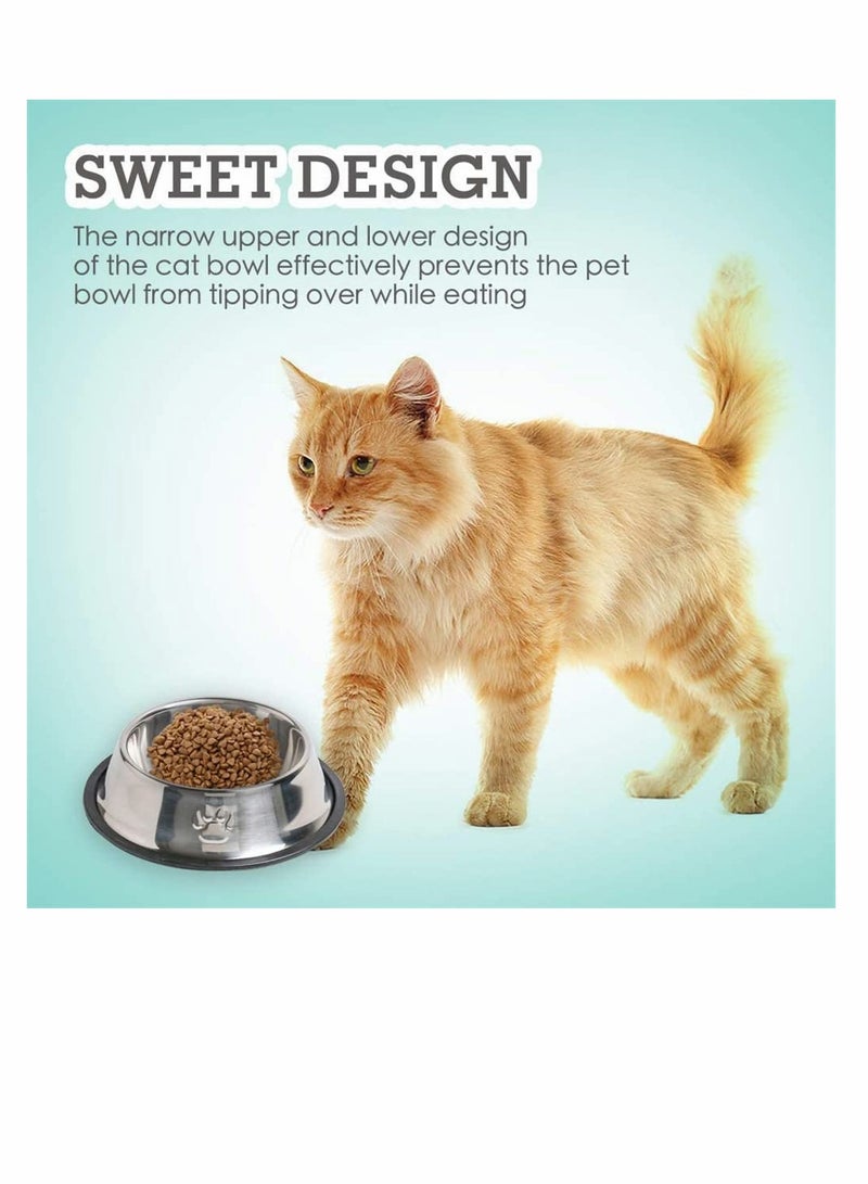 SYOSI Cat Bowls, 3 Pieces Cat Food Bowls Dog Bowl Cat Water Bowl Pet Food Bowls Stress Relief of Whisker Fatigue Cats Stainless Steel Pet Bowls Non-Slip Rubber Base Easily Clean for Puppy Cats Rabbits Dog - Image 3