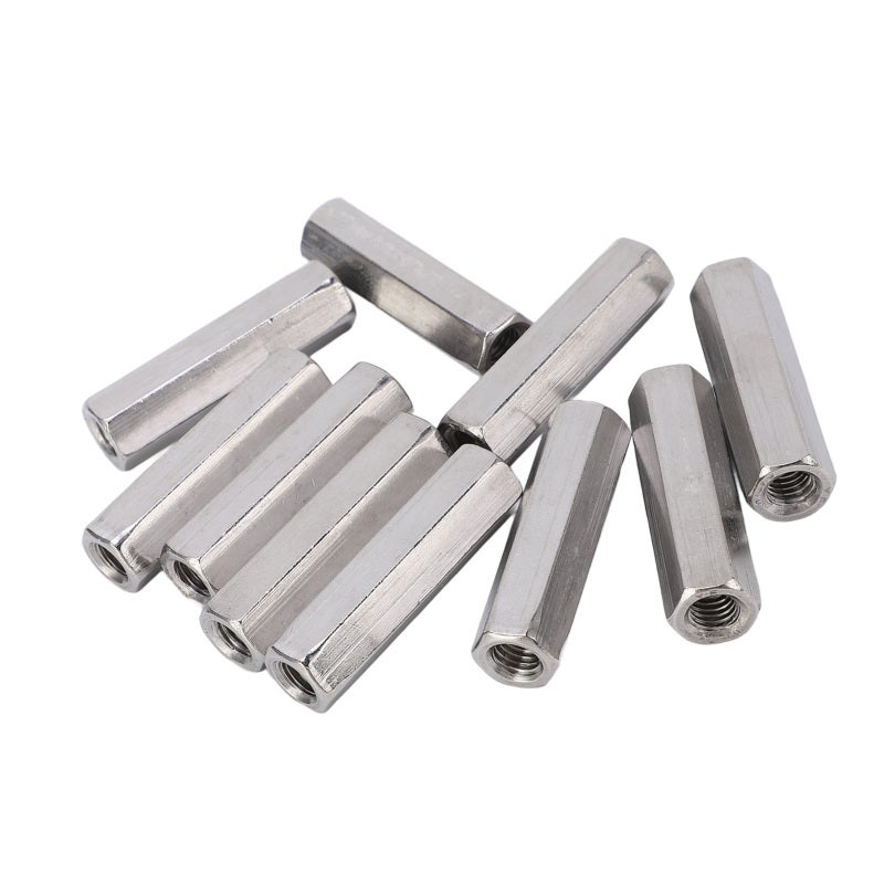 Hex Coupling Nut M8x1.25 304 Stainless Steel Long Threaded Rod Connector - Rust Proof 10 Pack Hex Coupling Nut for Indoor and Outdoor Use - Image 2