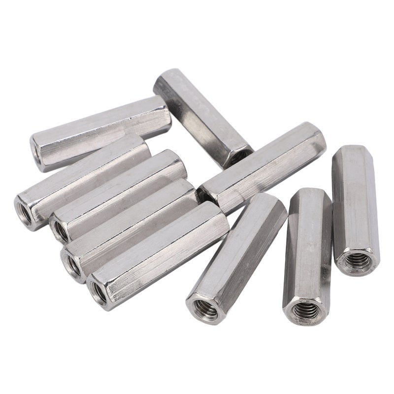 Hex Coupling Nut M8x1.25 304 Stainless Steel Long Threaded Rod Connector - Rust Proof 10 Pack Hex Coupling Nut for Indoor and Outdoor Use - Image 3