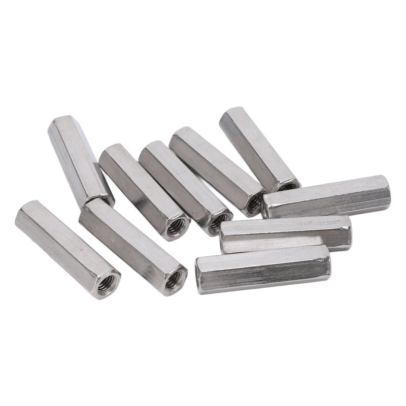 Hex Coupling Nut M8x1.25 304 Stainless Steel Long Threaded Rod Connector - Rust Proof 10 Pack Hex Coupling Nut for Indoor and Outdoor Use - Image 1
