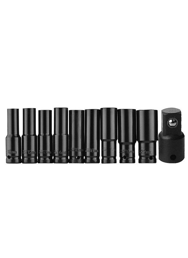Generic - Generic  1/2 Inch Drive Hex Impact Socket Set 10-Piece Deep Socket Metric Sizes 10-22mm and 3/8 Inch Adapter CR-V Material with Hard Storage Box - Image 1
