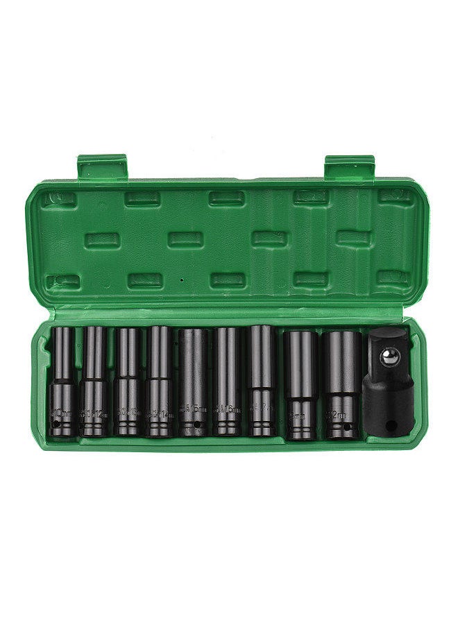 Generic - Generic  1/2 Inch Drive Hex Impact Socket Set 10-Piece Deep Socket Metric Sizes 10-22mm and 3/8 Inch Adapter CR-V Material with Hard Storage Box - Image 1