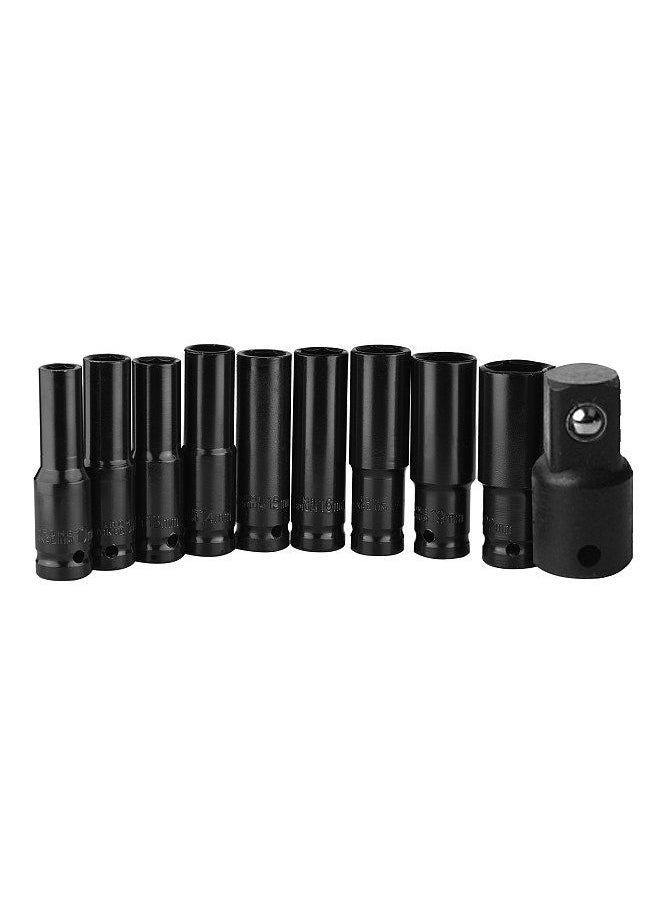 Generic - Generic  1/2 Inch Drive Hex Impact Socket Set 10-Piece Deep Socket Metric Sizes 10-22mm and 3/8 Inch Adapter CR-V Material with Hard Storage Box - Image 1