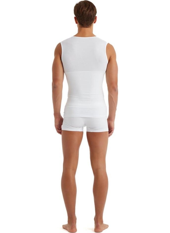 KLY Men's Zero Sleeve V Neck White Corset Undershirt C8T0N2O9  - Image 2