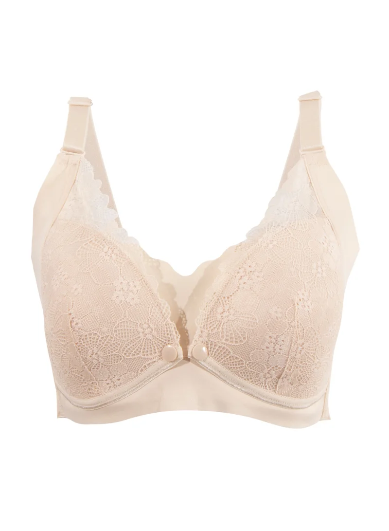 Okus Pretty Lace Maternity And Nursing Bra Beige Large