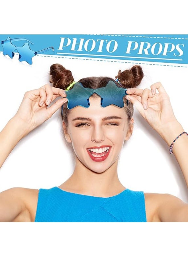 نظارات شمسية بدون إطار بشكل نجمة، شفافة بلون الحلوى، مناسبات الحفلات، 2 قطعة للنساء - Image 4