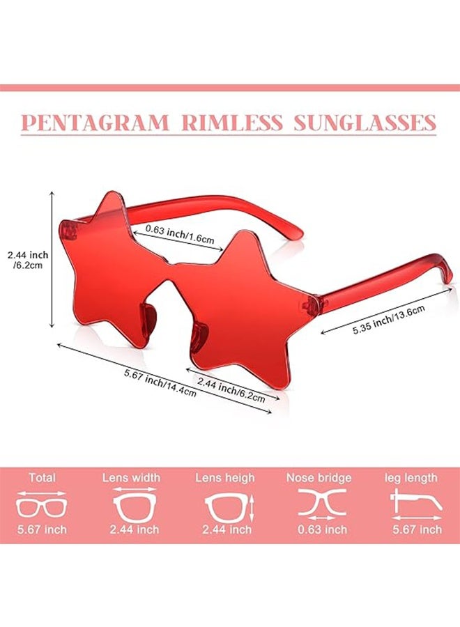 نظارات شمسية بدون إطار بشكل نجمة، شفافة بلون الحلوى، مناسبات الحفلات، 2 قطعة للنساء - Image 2